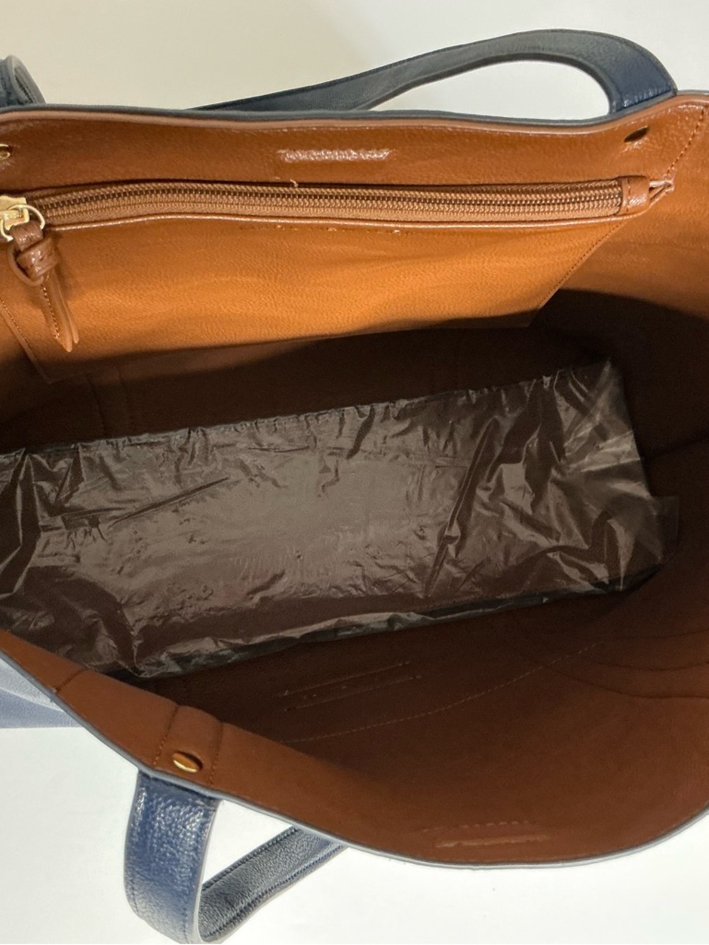 Marc New York Navy Leather Tote with Gold Charm - Picture 10 of 15